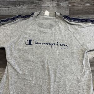 Vintage 90s Champion USA Spellout Heather Gray Blue Mens Medium‎ Retro T-shirt